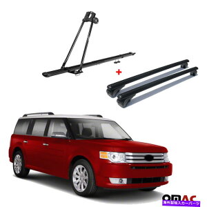 �N���X�o�[ �o�C�N�L�����A���[�t�}�E���g���b�N +�N���X�o�[�t�H�[�h�t���b�N�X2009-2019�̃u���b�N�Z�b�g Bike Carrier Roof Mount Rack + Cross Bars Black Set For Ford Flex 2009-2019�y���s�A���i�z