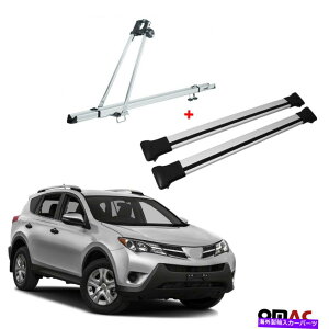 NXo[ ]ԃLA[t}EgbN +NXo[⃉x4 2013-2018pVo[Zbg Bike Carrier Roof Mount Rack + Cross Bars Silver Set For Toyota RAV4 2013-2018