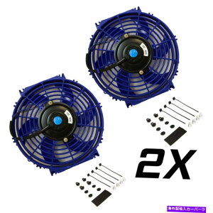 Radiator 2x 10�����j�o�[�T���X�����t�@���v�b�V���v���d�C���W�G�[�^�[��p12v+�}�E���g�L�b�g�u���[ 2x 10�� Universal Slim Fan Push Pull Electric Radiator Cooling 12V+Mount Kit BLUE�y���s�A���i�z