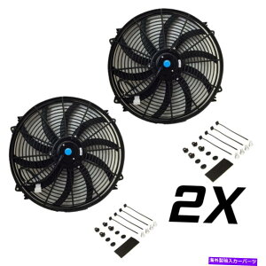 Radiator 2x 16�C���`���j�o�[�T���X�����t�@���v�b�V���v���d�C���W�G�[�^�[��p12V+�}�E���g�L�b�g 2x 16�� inch Universal Slim Fan Push Pull Electric Radiator Cooling 12V+Mount Kit�y���s�A���i�z