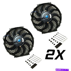 Radiator 2x 12�C���`���j�o�[�T���X�����t�@���v�b�V���v���d�C���W�G�[�^�[��p12V+�}�E���g�L�b�g 2x 12�� inch Universal Slim Fan Push Pull Electric Radiator Cooling 12V+Mount Kit�y���s�A���i�z