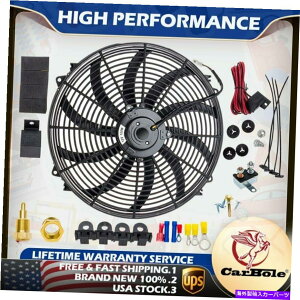Radiator 16 �d�C���W�G�[�^�[��p�t�@����3000 CFM�T�[���X�^�b�g�����[�X�C�b�`�L�b�g12V 16 Electric Radiator Cooling Fan High 3000 CFM Thermostat Relay Switch Kit 12V�y���s�A���i�z