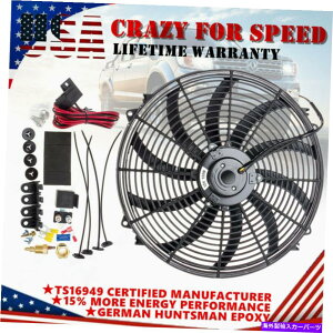 Radiator 16C`dCv/vbVWG[^[pt@12VnCCFMT[X^bgLbg 16" INCH ELECTRIC PULL/PUSH RADIATOR COOLING FAN 12V HIGH CFM THERMOSTAT KIT