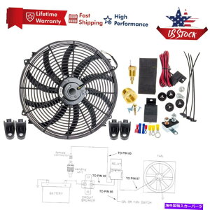 Radiator 16 "dCWG[^[pt@3000 CFM 130WzCXg[LbgT[X^bg 16" Electric Radiator Cooling Fan 3000 CFM 130W Wiring Install Kits Thermostat