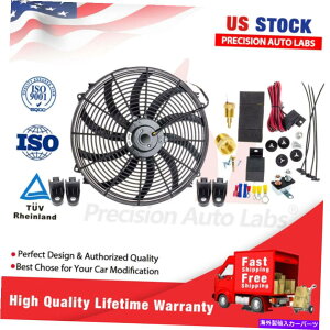 Radiator 16 "dCWG[^[t@nC3500 CFMT[X^bgzXCb`[Lbg12V 16" ELECTRIC RADIATOR FAN HIGH 3500 CFM THERMOSTAT WIRING SWITCH RELAY KIT 12V