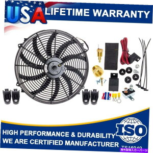 Radiator 16 ''�d�C���W�G�[�^�[��p�X�����t�@��12V 3000cfm�T�[���X�^�b�g�X�C�b�`�����[�L�b�g 16'' Electric Radiator Cooling Slim Fan 12v 3000cfm Thermostat Switch Relay Kits�y���s�A���i�z