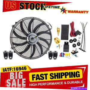 Radiator 16 �d�C���W�G�[�^�[�t�@���n�C3000+ CFM�T�[���X�^�b�g�z���X�C�b�`�����[�L�b�g�g�b�v 16 Electric Radiator Fan High 3000+ CFM Thermostat Wiring Switch Relay Kits Top�y���s�A���i�z