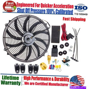 Radiator 16 �d�C���W�G�[�^�[��p�t�@��12V 3000cfm�T�[���X�^�b�g�z���X�C�b�`�����[�L�b�g 16 Electric Radiator Cooling Fan 12v 3000cfm Thermostat Wiring Switch Relay Kit�y���s�A���i�z