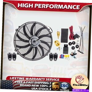 Radiator 16�C���`�d�C���W�G�[�^�[��p�t�@��120W�����[�e���X�^�b�g�X�C�b�`�L�b�g�A�b�v�O���[�h�č� 16inch Electric Radiator Cooling Fan 120W Relay Themostat Switch Kit Upgrade US�y���s�A���i�z