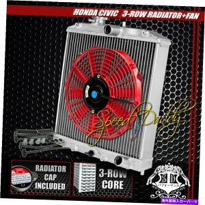 Radiator 3[/RAA~jEWG[^[+12 "Ԃpt@92-00z_VrbNEG/CeODC 3-ROW/CORE ALUMINUM RADIATOR+12" RED COOLING FAN 92-00 HONDA CIVIC EG/INTEGRA DC