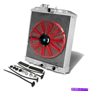 Radiator Civic/CRX/Integra 3/Three Row/Core 60mm�t���A���~�j�E�����W�G�[�^�[+12 �Ԃ��X�����t�@�� CIVIC/CRX/INTEGRA 3/THREE ROW/CORE 60MM FULL ALUMINUM RADIATOR+12 RED SLIM FAN�y���s�A���i�z
