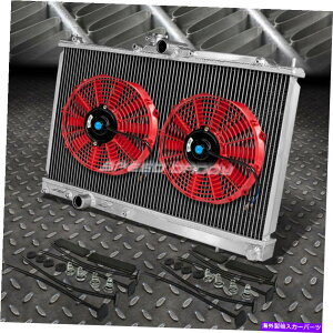 �G���W���J�o�[ 2��A���~�j�E�����W�G�[�^�[+2x 9 �t�@�����b�h03-08 Mitsubishi Evo 7/8/9 Evolution 2-ROW ALUMINUM RADIATOR+2X 9 FAN RED FOR 03-08 MITSUBISHI EVO 7/8/9 EVOLUTION�y���s�A���i�z