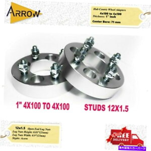 �X�y�[�T�[ 2PC 1 "4x100?4x100�z�C�[���X�y�[�T�[25mm�A�_�v�^�[12x1.5�X�^�b�h�t�B�b�g4���O�z�C�[�� 2PC 1" 4X100 TO 4X100 WHEEL SPACERS 25MM ADAPTERS 12X1.5 STUDS FIT 4 LUG WHEELS