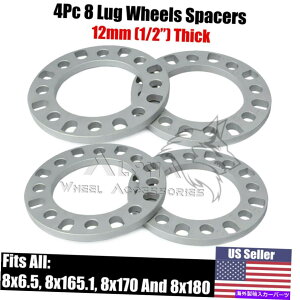 Xy[T[ 4 PC 8OzC[Xy[T[ׂĂ8x6.5 8x170 8x180 1/2 "12mm 8x165.1C` 4 Pc 8 Lug Wheel Spacers For All 8X6.5 8x170 8x180 1/2" Inch Thick 12mm 8x165.1