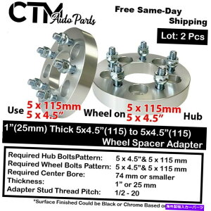 Xy[T[ 2x 1 "5x4.5" 74mm C.B.zC[Xy[T[A_v^[tBbg1/2X^bhrCbN_bWW[v 2x 1" Thick 5x4.5" 74mm C.B. Wheel Spacer Adapter Fit 1/2 Stud Buick Dodge Jeep