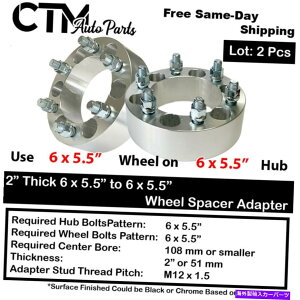 Xy[T[ 2x 2 "6x5.5"i6x139.7mmj108mmZ^[{AzC[Xy[T[A_v^[12x1.5X^bh 2x 2" Thick 6x5.5"(6x139.7mm) 108mm Center Bore Wheel Spacer Adapter 12x1.5 Stud