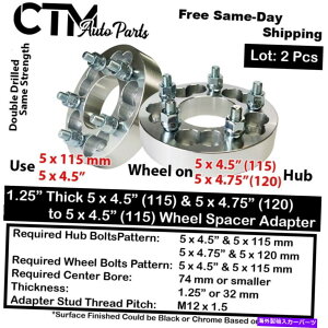 Xy[T[ 2x 1.25 "5x4.5i5x115j74mm CBzC[Xy[T[A_v^[tBbgAcura Honda Kia Hyu 2x 1.25" Thick 5x4.5(5x115) 74mm CB Wheel Spacer Adapter Fit Acura Honda Kia Hyu