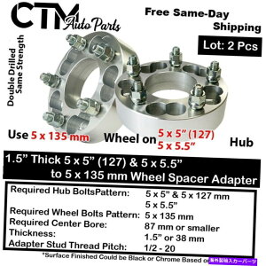 �X�y�[�T�[ 2x 1.5 ����5x5�i5x127mm�j����5x135mm�z�C�[���X�y�[�T�[�A�_�v�^�[1/2�X�^�b�h�W�[�v�Ȃ� 2x 1.5 Thick 5x5(5x127mm) to 5x135mm Wheel Spacer Adapter 1/2 Stud JEEP & More�y���s�A���i�z