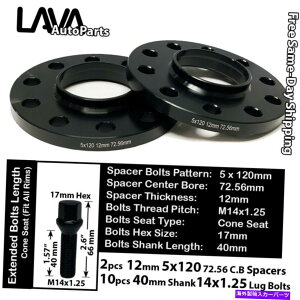 Xy[T[ 2PC 12mm5x120 72.56mm C.BzC[Xy[T[+10 14x1.25{gtBbgBMW~jf 2PC 12MM THICK 5X120 72.56MM C.B WHEEL SPACER+10 14X1.25 BOLT FIT BMW MINI MODEL