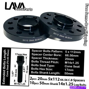 Xy[T[ 2PC 20mm5x112 66.56mm C.BzC[Xy[T[+10 14x1.25{gtBbgBMW~jf 2PC 20MM THICK 5X112 66.56MM C.B WHEEL SPACER+10 14X1.25 BOLT FIT BMW MINI MODEL