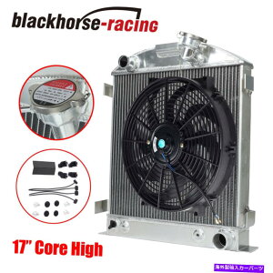 Radiator 1932�N�̃t�H�[�h�`���b�v�z�b�g���b�hw/chevy 350 V8�A���~�j�E��3�񃉃W�G�[�^�[+14 �X�����t�@�� For 1932 Ford Chopped Hot Rod w/Chevy 350 V8 Aluminum 3 Row Radiator+14Slim Fan�y���s�A���i�z