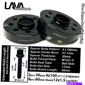 �X�y�[�T�[ 2pc 30mm��4x100 57.1mm C.B�z�C�[���X�y�[�T�[+12x1.5�{���g�t�B�b�g�t�H���N�X���[�Q���Ȃ� 2PC 30MM THICK 4X100 57.1MM C.B WHEEL SPACER+12X1.5 BOLT FIT VOLKSWAGEN AND MORE�y���s�A���i�z