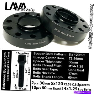 Xy[T[ 2PC 30mm5x120 72.56mm C.BzC[Xy[T[+10 14x1.25{gtBbgBMW~jf 2PC 30MM THICK 5X120 72.56MM C.B WHEEL SPACER+10 14X1.25 BOLT FIT BMW MINI MODEL