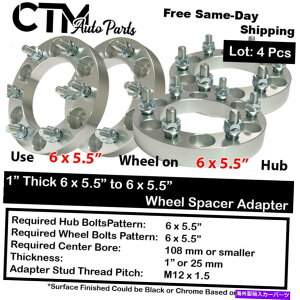 Xy[T[ 4x 1 "6x5.5"i6x139.7mmj108mmZ^[{AzC[Xy[T[A_v^[12x1.5X^bh 4x 1" Thick 6x5.5"(6x139.7mm) 108mm Center Bore Wheel Spacer Adapter 12x1.5 Stud