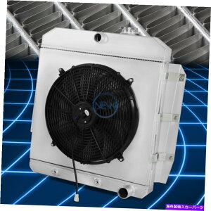 Radiator 55-59̃V{[gbNGMC I6/V8 3񃌁[VOWG[^[+12Vt@VEhp For 55-59 Chevy Truck GMC I6/V8 3-Row Racing Radiator+12V Fan Shroud Replacement