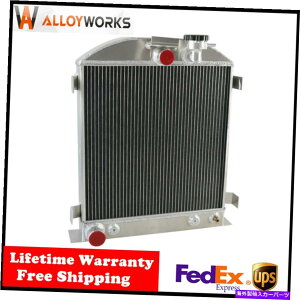 Radiator 1932�N��4��̃��W�G�[�^�[�A���~�j�E���t�H�[�h�n�C�{�[�C�z�b�g���b�h�O�����V�F��v8�G���W��AT/MT 4 Row Radiator Aluminum For 1932 Ford Hi-Boy Hotrod Grill Shells V8 Engine AT/MT�y���s�A���i�z