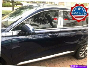 �h�A�s���[ �t�B�b�g�F2019-2021�q�����_�C�T���^�t�F4PC�N�����s���[�|�X�g�X�e�����X�X�`�[���h�A�g���� fit:2019-2021 Hyundai Santa Fe 4Pc Chrome Pillar Post Stainless Steel Door Trim