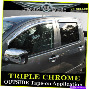 hAs[ 2004N2015N̓Y^C^N[4PCNhAxgEBhEoCU[CK[h For 2004-2015 Nissan Titan CREW 4PC Chrome Door Vent Window Visor Rain Guards
