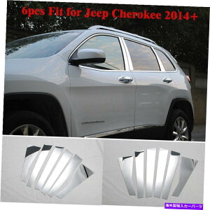 hAs[ 6PCSN̓eW[v`FL[2014+̃hAEBhEgJo[ 6PCS Chrome Pillar Posts Door Window Trim Cover For Jeep Cherokee 2014+