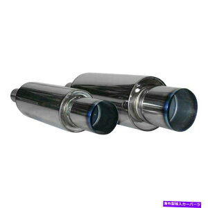 }t[ nCp[X^C304 SSVo[GL][Xg}t[W`^`bv2.4 "IDA3.8" OD Hi-Power Style 304 SS Silver Exhaust Muffler w Titanium Tip 2.4" ID, 3.8" OD