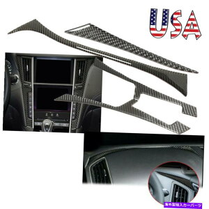 trim panel �C���t�B�j�e�BQ50 Q60 2014-2019�̖{���̃J�[�{���t�@�C�o�[�C���e���A�g�����p�l���J�o�[2�Z�b�g Real Carbon Fiber Interior Trim Panel Cover 2Sets For Infiniti Q50 Q60 2014-2019�y���s�A���i�z