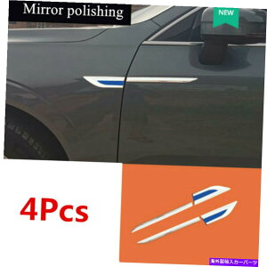 trim panel N+u[J[tgTChhAtF_[Jo[gfR[Vjo[T4PCS/Zbg Chrome+Blue Car Front Side Door Fender Cover Trim Decoration Universal 4Pcs/Set