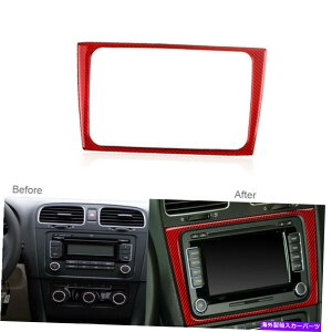 trim panel ���b�h�J�[�{���t�@�C�o�[�Z���^�[�R���\�[��CD�p�l���J�o�[VW�S���t6 MK6 GTI 08-12�̃g���� Red Carbon Fiber Center Console CD Panel Cover Trim For VW Golf 6 MK6 GTI 08-12�y���s�A���i�z