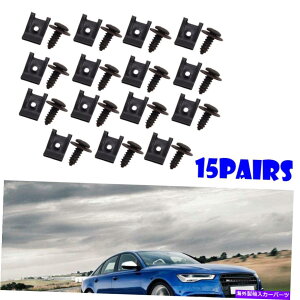 trim panel 15x U^CṽNbvJ[XN[e[i[op[tF_[plt@Xi[gANZT[A 15x U-type Clip Car Screw Retainer Bumper Fender Panel Fastener Trim Accessory,