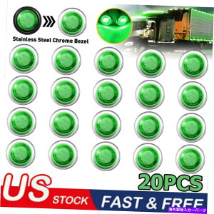 N[Jo[ 20xO[3/4 "EhLEDTCh}[J[NAXgbNg[[p̒eۃCgRV 20X Green 3/4" Round LED Side Marker Clearance Bullet Light for Truck Trailer RV