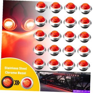 N[Jo[ 20x 3/4 "ۂAo[LEDTCh}[J[CgƃgbNg[[p̍Px[X 20X 3/4" Round Amber LED Side Marker Light With Stailness Base for Truck Trailer