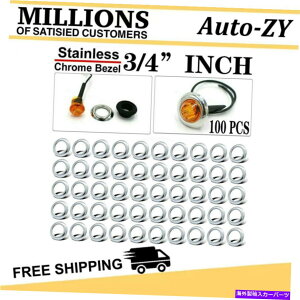 N[Jo[ g[[LED}[J[CgJo[hp100x 3/4 "C`EhNx[ 100x 3/4" inch Round Chrome Bezels for Trailer Led Marker Light Cover Waterproof