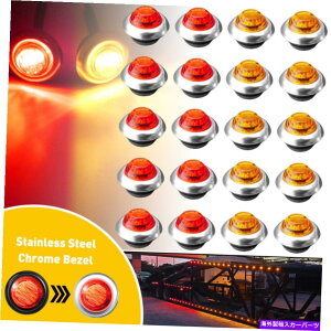 N[Jo[ 20x 3/4 "ۂԂLEDTCh}[J[CggbNg[[p̍Px[Xt 20X 3/4" Round Red LED Side Marker Lights With Stailness Base for Truck Trailer