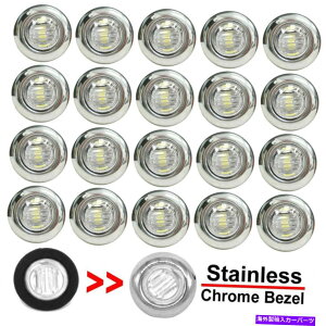 N[Jo[ 20x 3/4 "ۂLEDTCh}[J[CgƃgbNg[[p̍Px[Xt 20X 3/4" Round White LED Side Marker Light With Stailness Base for Truck Trailer
