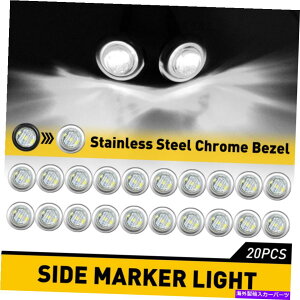 N[Jo[ 20- 3/4 "zCg3 LEDNAXTCh}[J[ewNOg[[ 20- 3/4" White 3 LED CLEARANCE SIDE MARKER BULLET LIGHTS W CHROME RING TRAILER