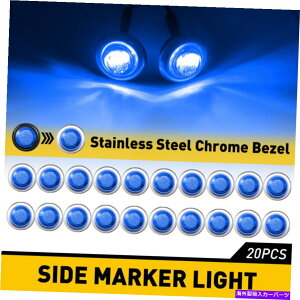 N[Jo[ 20xNu[3/4 "eۃEhLEDTCh}[J[Cgg[[gbNRVp 20x Chrome Blue 3/4" Bullet Round LED Side Marker Lights For Trailer Truck RV
