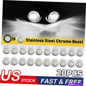 N[Jo[ 20x 3/4 "ۂLEDTCh}[J[CgƃgbNg[[p̍Px[Xt 20X 3/4" Round White LED Side Marker Light With Stailness Base for Truck Trailer