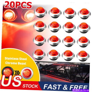 N[Jo[ 20{̐Ԃ3/4 "ۂLEDTCh}[J[NAXgbNg[[p̒eۃCgRV 20X Red 3/4" Round LED Side Marker Clearance Bullet Light for Truck Trailer RV