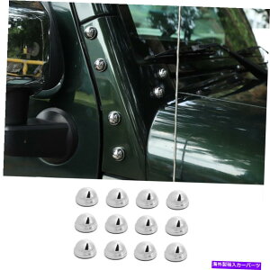 �N���[���J�o�[ 12x A�s���[�l�W�����J�o�[�W�[�v�����O���[JK�̃g�����ی� 12X A-Pillar Screw Decor Cover Trim Protection For Jeep Wrangler JK 07-17 Chrome