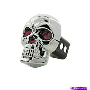 N[Jo[ ߂q̃gbNqb`Jo[LEDXJNƐԂ-CR -018 Bully Car Truck Hitch Cover LED Skull Chrome and Red Eyes - CR-018