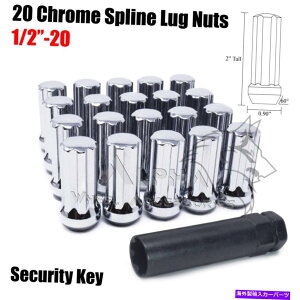 �N���[���J�o�[ 20pc�N����1/2-20�X�v���C�����O�i�b�g5x4.5 5x5 5x5.5�����G���h2 �� +�L�[ 20Pc Chrome 1/2-20 Spline Lug Nuts For 5x4.5 5x5 5x5.5 Closed End 2 Long + Key�y���s�A���i�z
